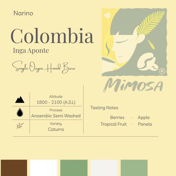 【Mimosa】Colombia Narino Inga Aponte | Roasted Single Origin Filter Coffee Bean | Kopi Panggang Turas 哥伦比亚 单品手冲咖啡豆