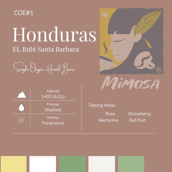 【Mimosa】Honduras EL Rubi Santa Barbara COE#1 | Roasted Single Origin Filter Coffee Bean | Kopi Panggang Turas 洪都拉斯 手冲咖啡豆